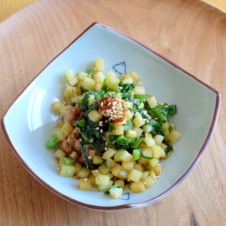 食べきる大根の皮と葉のラー油納豆